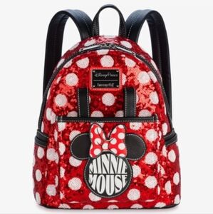 ❤️MINNIE MOUSE SEQUIN POLKA DOT LOUNGEFLY MINI BACKPACK